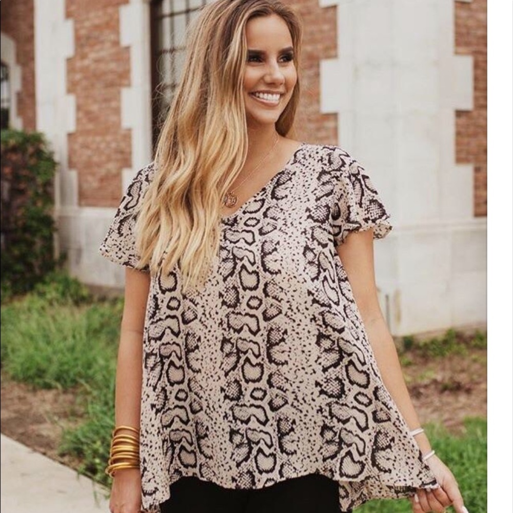 Buddy Love Avril Slither Snakeskin Ruffle Top